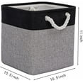 thumbnail image 6 of Large Cube Storage Baskets (10.5 × 10.5 × 11 inches), Canvas Fabric Collapsible Storage Boxes with Cotton Handles for Closet, Shelves, Clothes, Toys, Towel (Black&Grey-6Pack), 6 of 16