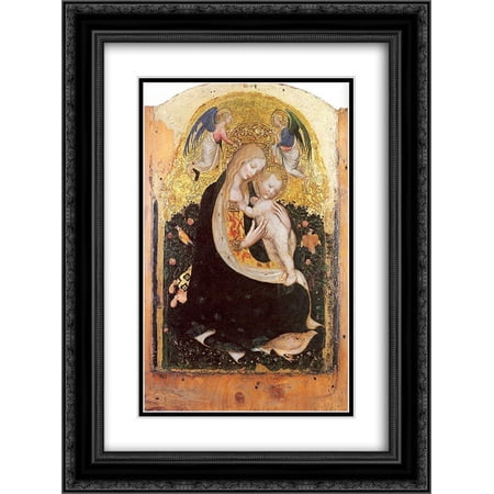Pisanello 2x Matted 18x24 Black Ornate Framed Art Print 'Madonna and Quail'