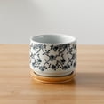 thumbnail image 2 of Vintage Flowerpot with Bamboo Tray Ceramic Succulent Plants Pot Garden Home Decor, 2 of 8