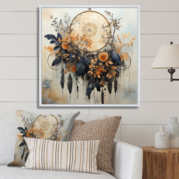 Designart "Blue Dream Catcher Natures " Landscapes Floater Framed Wall Art Print