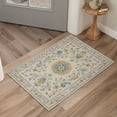 thumbnail image 4 of 2x7 Area Rugs Non Slip Washable Low Pile Indoor Runner with Floral Vine Pattern, Lightweight Printed Carpet for Hallway, Laundry Room, Bedroom, Bathroom, Golden Blue, 4 of 4