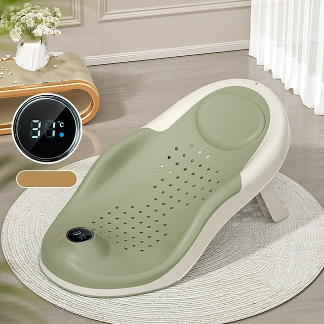 Soporte de Baño para Bebés, Bañera Plegable Con Termómetro, Asiento de Baño para Bebés para Lavabo de Bañera para Bebés Recién Nacidos, Bañera Antideslizante para Soporte