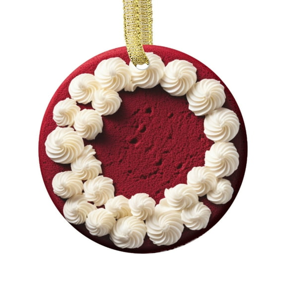 Red Velvet Cake with White Cream Bakers Cakes Food Lovers Foodie Novelty Holiday Christmas Ornament Xmas Tree Gift (Flat Design Printed on Ceramic, NOT 3D)