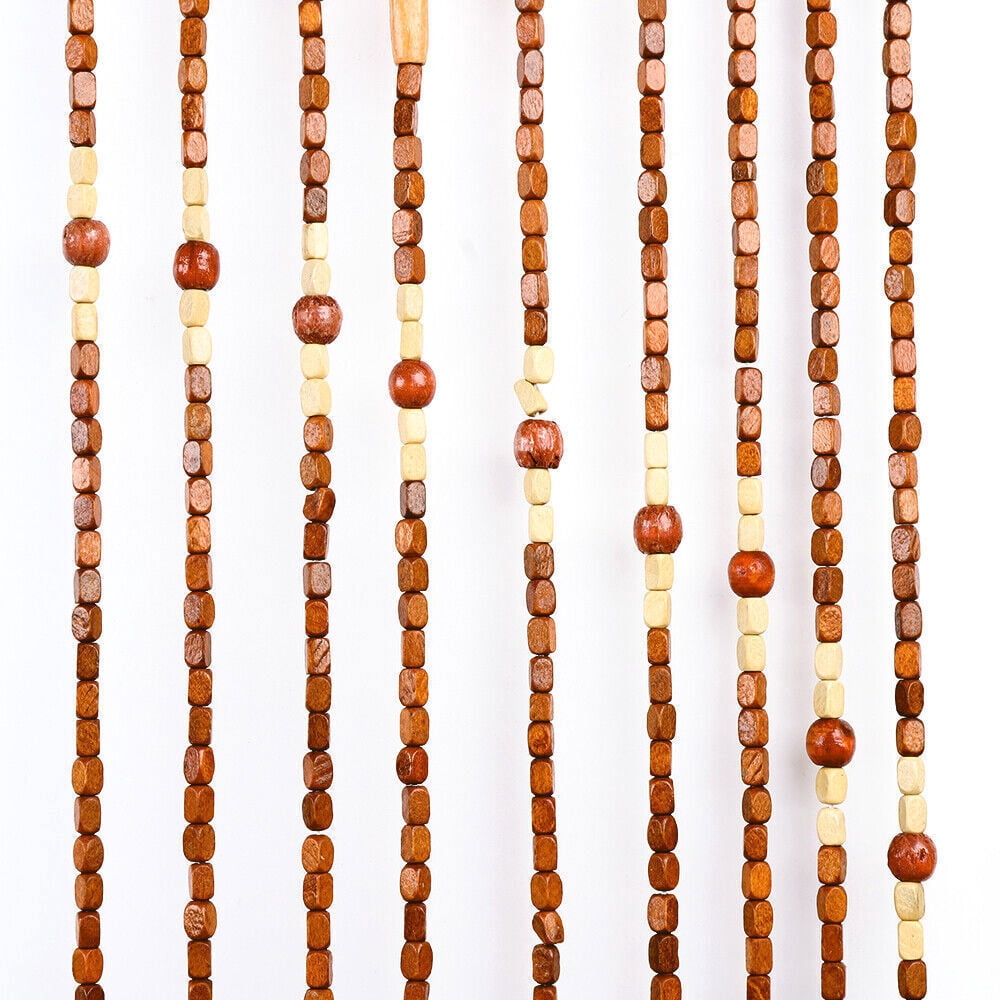 Wood Bamboo Beaded 32 Lines Tassel Curtain Wooden Hanging Handmade 90x175cm