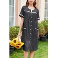 thumbnail image 2 of Ekouaer Nightgowns for Women Hospital Gown with Pockets Button Down Sleep Shirt Short Sleeve Sleepwear Pajama Loungewear, 2 of 5