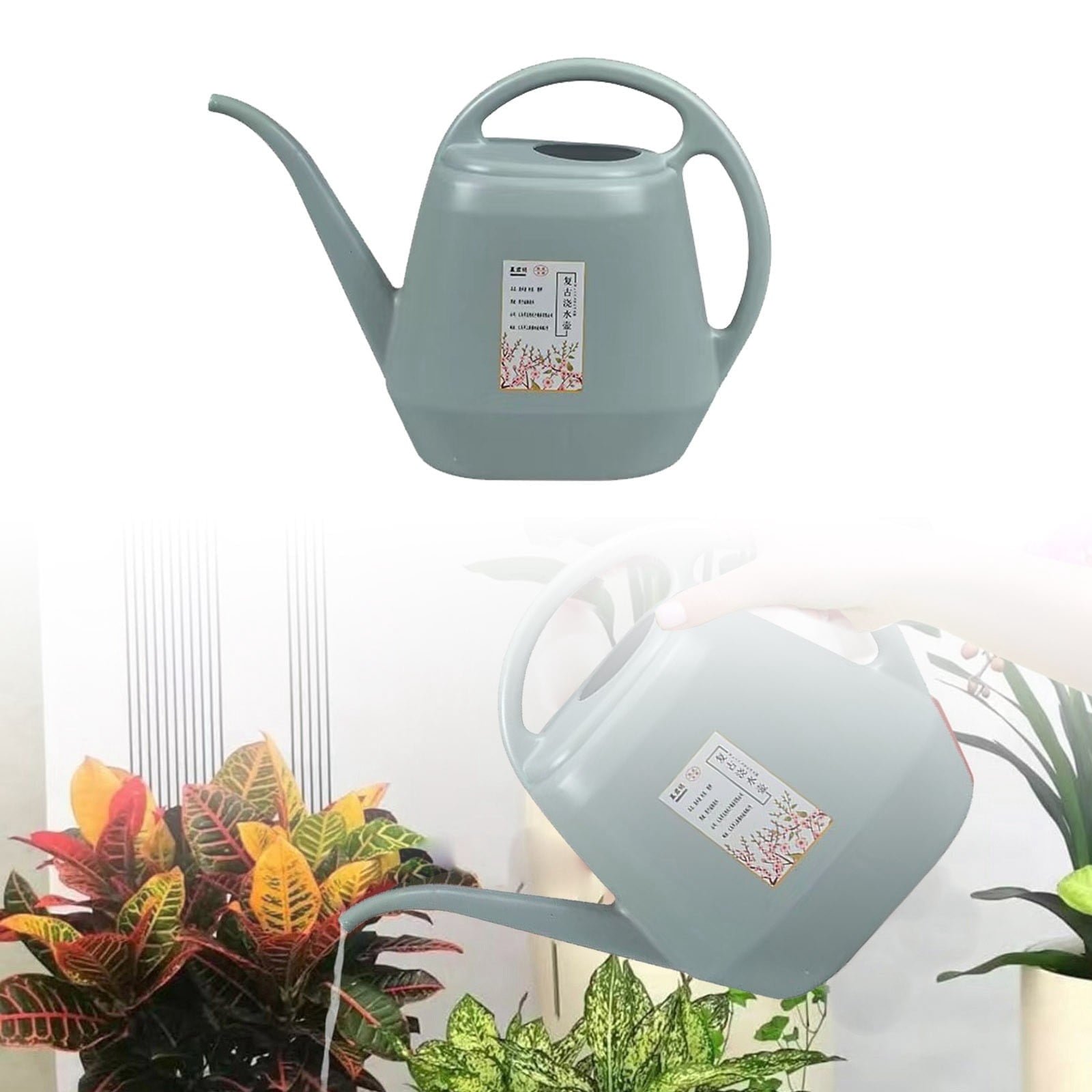 Indoor Watering Can 1 Gallon Blue-gray, Long Spout, Lightweight, Anti- Handle, Ideal for Delicate Flowers and Seedlings,Blue-gray