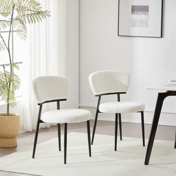 Irving Modern Upholstered Dining Chairs with Metal Legs, Yellow, Set of 2