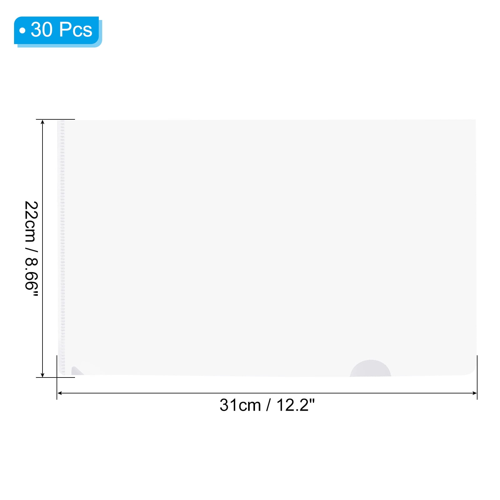 Uxcell L Type Folders 30 Pack A4 Plastic File Project Pockets Clear Paper Document Jacket Sleeves Clear