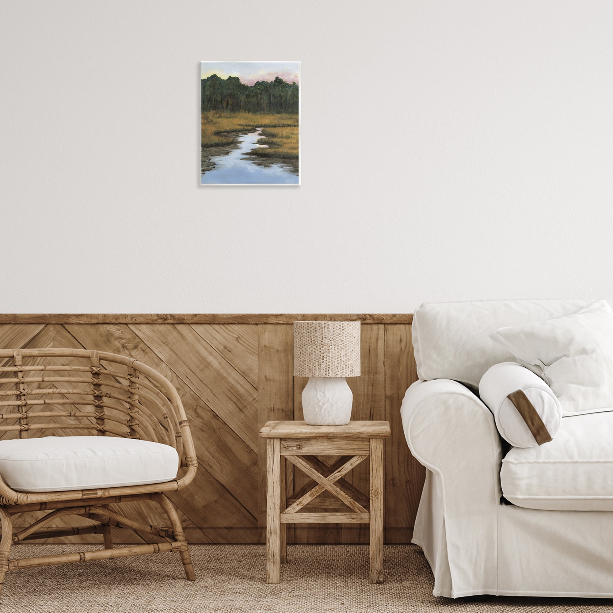 Stupell Industries Peaceful River Receding Landscape & Nature Painting Unframed Art Print Wall Art, 11 x 14