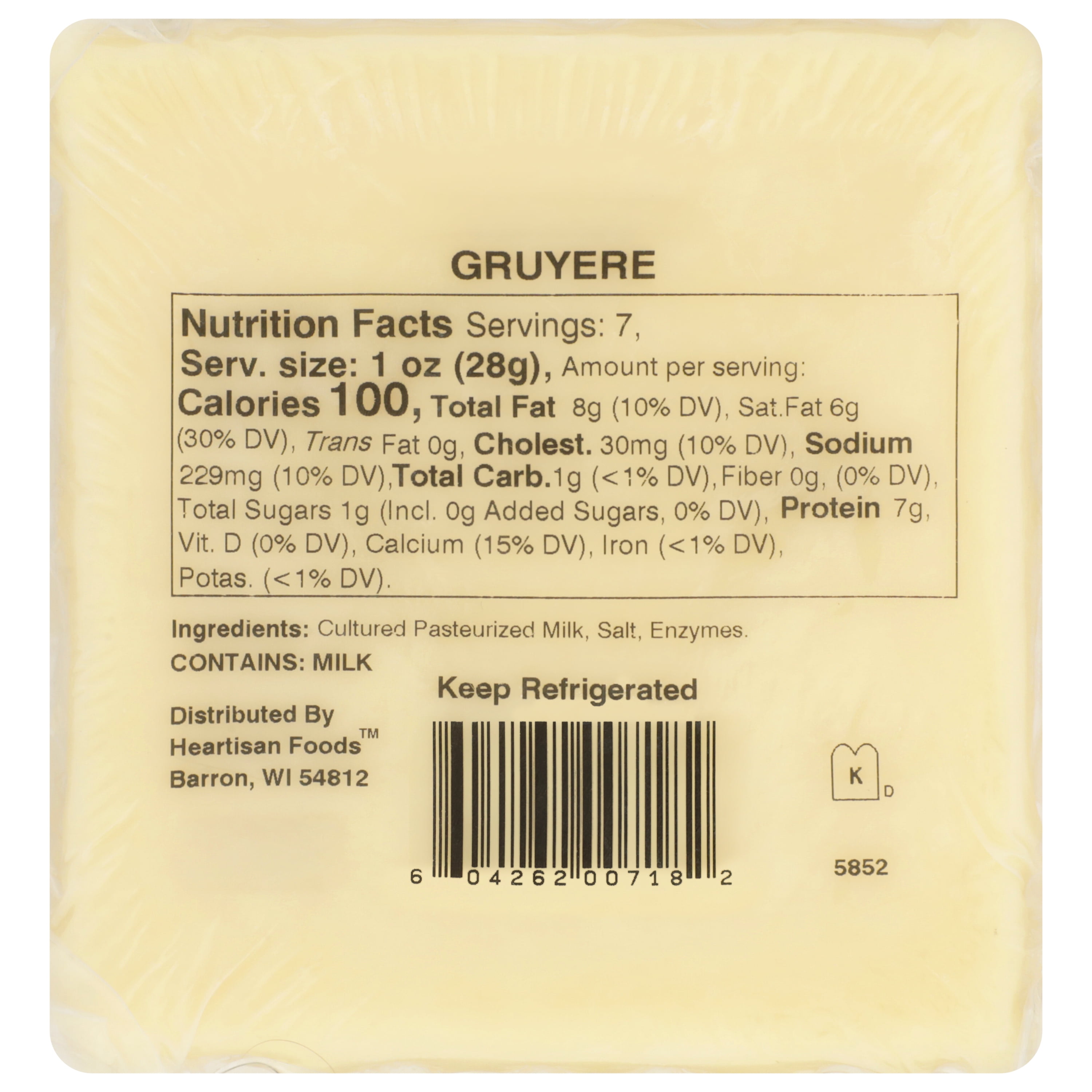Red Apple Cheese Natural Gruyere Wisconsin Cheese®, 7 oz Square