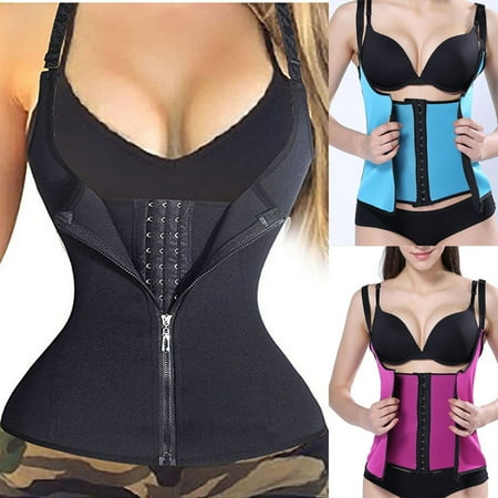 

WGOUP Zipper Sweat Body Shaper Women Slimming Vest Waist Trainer Black