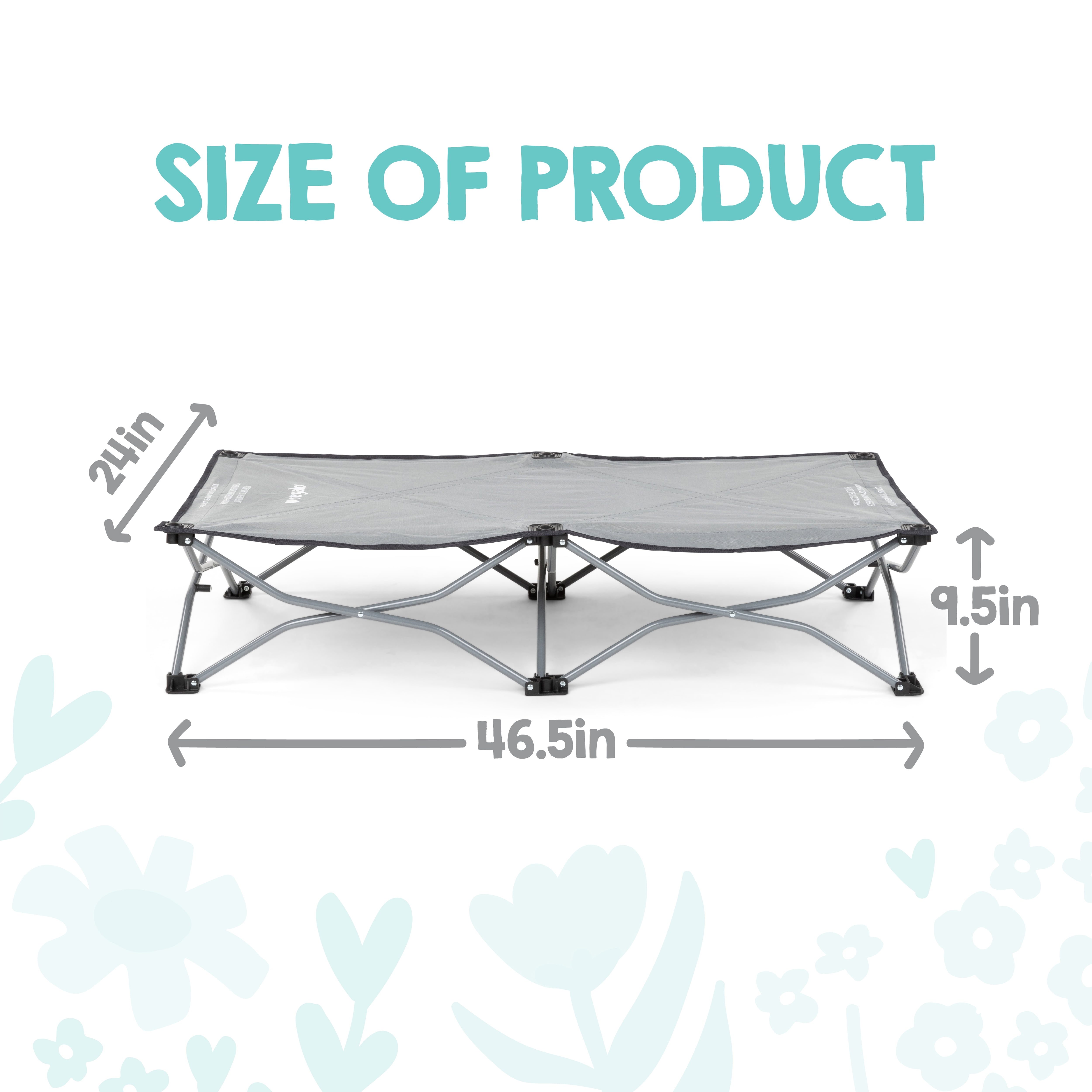 Regalo My Cot Portable Toddler Bed, Lightweight Travel Bed for Kids, Gray