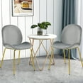 thumbnail image 2 of Costway Set of 2 Velvet Accent Chairs Dining Side Chairs w/Gold Metal Legs Grey, 2 of 11