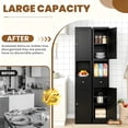 thumbnail image 5 of IKIMI 71" Tall Bathroom Cabinet, Metal Narrow Storage Cabinet with 2 Doors and 1 Drawer for Bathroom, Kitchen, Living Room, Black, 5 of 7