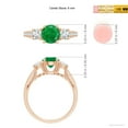 thumbnail image 4 of ANGARA Natural Classic Prong Set Round Emerald and Diamond Three Stone Ring in 14K Rose Gold for Women (Size-6mm) | May Birthstone, Anniversary, Jewelry Gift for Women | Natural Emerald Ring, 4 of 8