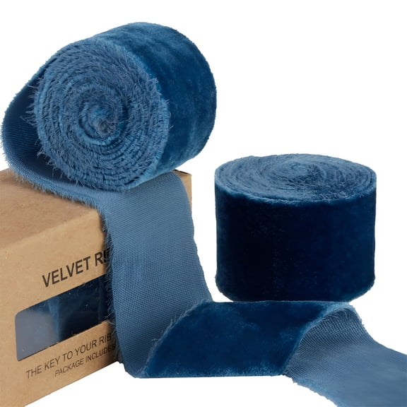 AUQ Set of 3 Velvet Ribbon Roll 1.57 Inch Wide, 10 Yards Long blue velvet ribbon for Crafts, Gift Wrapping, and Decorations,velvet ribbon