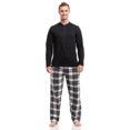 thumbnail image 1 of 2 Piece Mens Microfleece Pajama Sets – Ultra Soft PJ Pants with Henley Shirt, 1 of 7