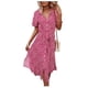 thumbnail image 2 of Lucakuins - Vestido midi con botones para mujer, manga corta, estampado floral, con cinturón, vestido suelto Lucakuins moda, 2 of 10
