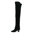 thumbnail image 2 of YDN Women Sexy Closed Pointed Toe Over The Knee Boots Stretchy Block Low Heels Pull On Long Boots Dress Winter Shoes Size 7 Black, 2 of 4