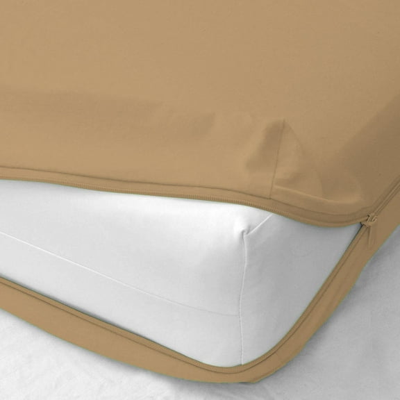 400 Thread Count - Zipper Fitted Sheet 1 Piece - 22 Inch Deep Pocket - Extra Soft & 100% Egyptian Cotton Bed Mattress Cover & Protectors with Zip Fastening - Taupe Solid, Queen Size.