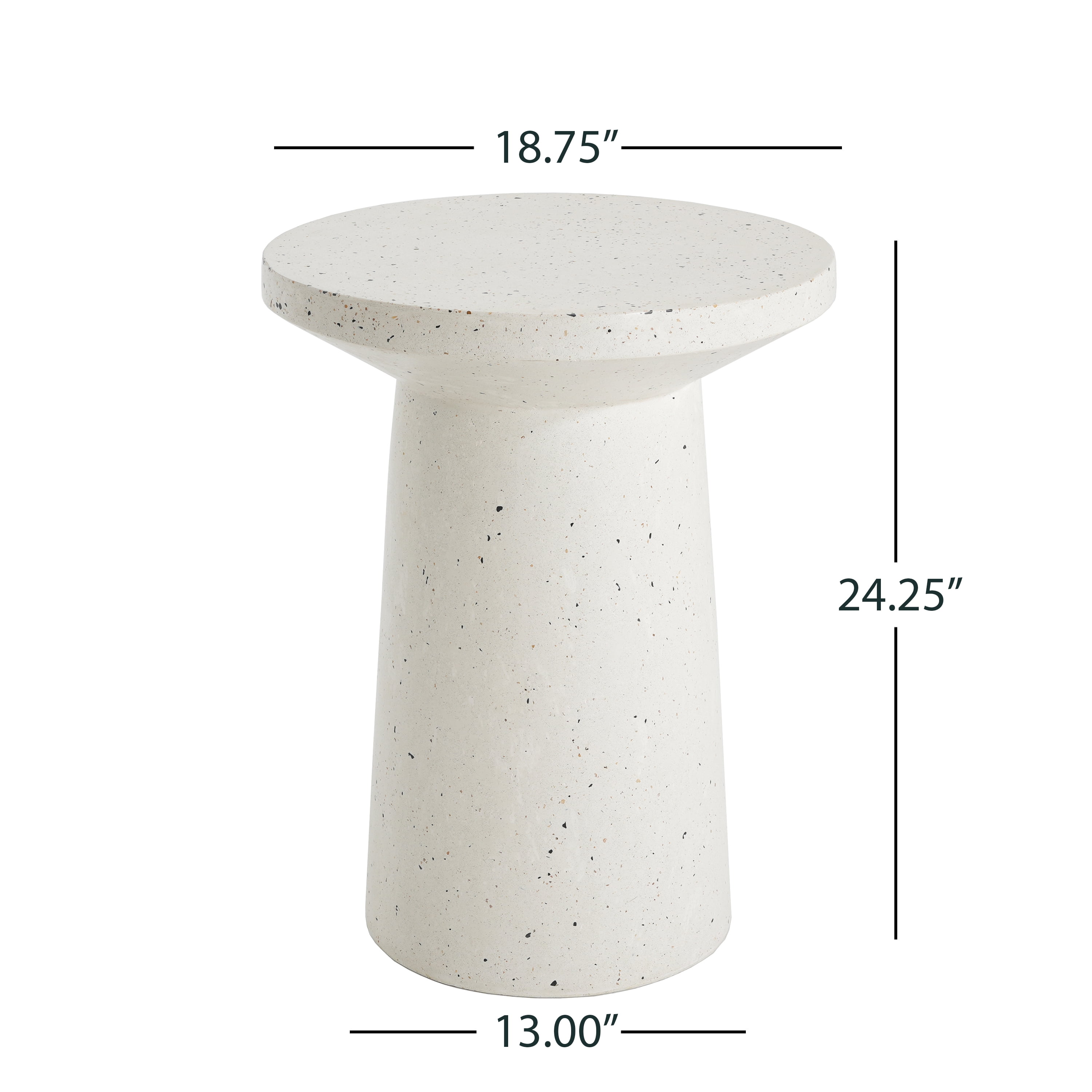 Side Table 24 Inch H, Outdoor Terrazzo Table for Patio Balcony Garden, White