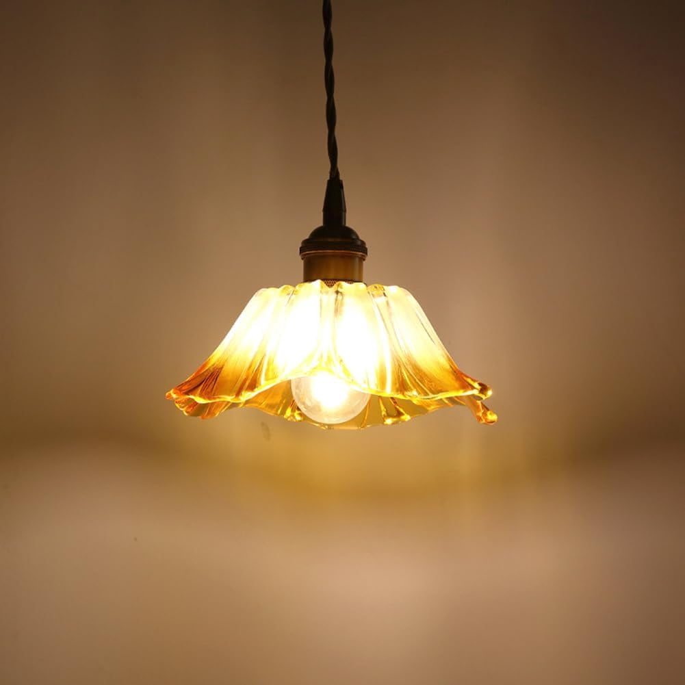 Farmhouse Glass Pendant Light for Over Island, Flower Shape Pendant Lamp for Dining Room, Vintage Rustic Pendant Light Fixture, American Simple Pendant Light Fixture