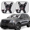 thumbnail image 1 of Fotbe Cool French Bulldog Wine 2-Piece Car Windshield Sun Shade | Sun Blocker for Car Windshield | Foldable Automotive Interior Accessories for Sun Protection-Small, 1 of 6