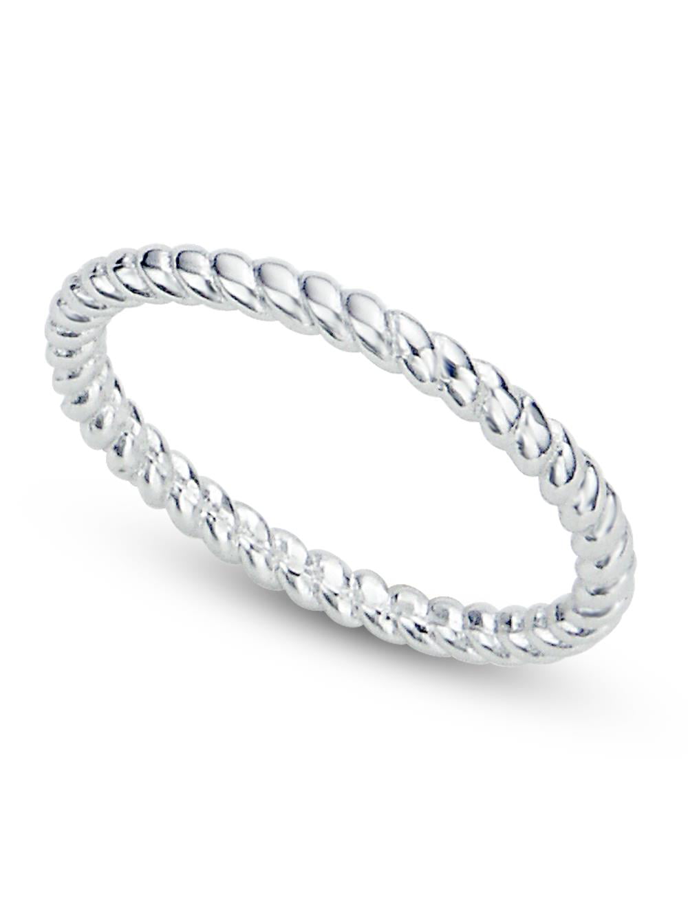 Andrea Jewelers - Sz 7 Sterling Silver 2MM Eternity Rope Wedding Band ...