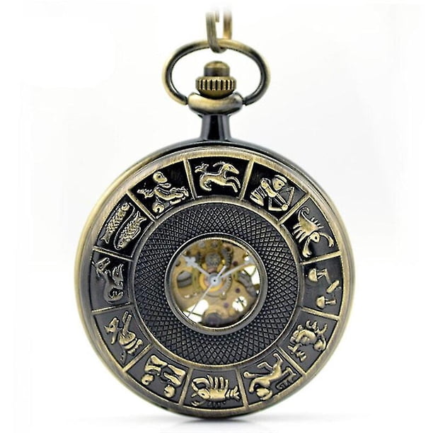 Reloj de bolsillo mecánico automático con esqueleto hueco retro para hombre