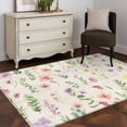 thumbnail image 3 of 3'x5' Rug for Living Room Bedroom, Pink Spring Floral Washable Area Rugs Non-Slip Carpet Mats, Flowers Elegant Pastoral Botanical Indoor Low Pile Area Rug Runner for Kitchen, Mudroom, 3 of 8
