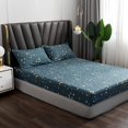 thumbnail image 3 of Protector de colchón para niños, sábana Blue Star Moon Galaxy para cama individual, cama con somier para colchón de hasta 25-30 cm, azul marino-150*200*27cm, 3 of 4