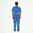 thumbnail image 2 of Mens Pajamas Set Loungewear Short Sleeve Top Long Pants Pj Sets with Pockets, Fish Scale Sea Skin, 2 of 6