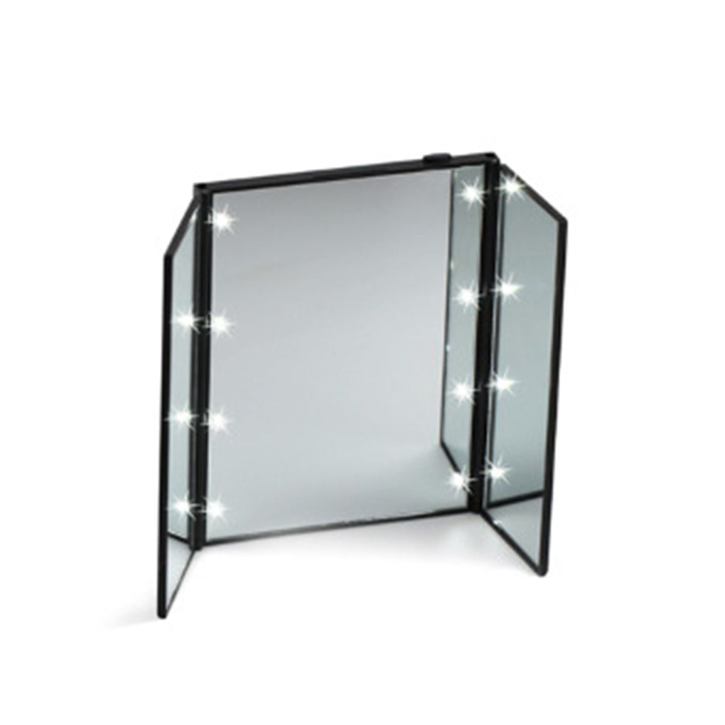 Ustyle Three Foldable Cosmetic Mirrors with 1 Heart Shaped LED Lights