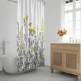 thumbnail image 2 of Yellow Floral Shower Curtain Border Grey White Herbs and Wild Flowers Botanical Vintage Engraving Waterproof Polyester Fabric 72 x 72 Inches Set with Hooks, 2 of 6