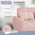 thumbnail image 3 of Walsunny 49" Loveseat Sofa Couch, 2-Seat Fabric Upholstered Sofa with 2 Removable Pillows, Modern Loveseat Couch, Wood Leg, Pink, 3 of 7