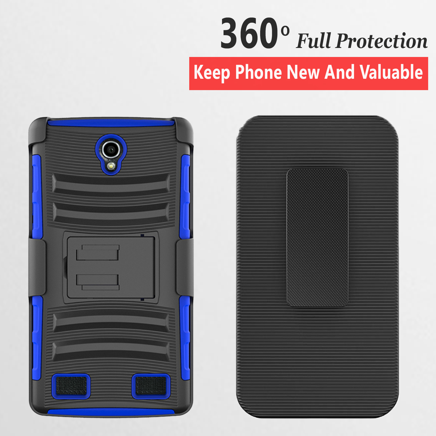 ZTE Zmax 2 Case, Dual Layers [Combo Holster] Case And Built-In Kickstand Bundled with [Premium Screen Protector] Hybird Shockproof And Circlemalls Stylus Pen (Blue) - image 2 of 7