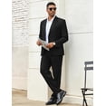 thumbnail image 4 of COOFANDY Men's 2 Pieces Suit Elegant Solid Two Button Tuxedos Slim Fit Wedding Party Casual Blazer Pants Set, 4 of 7