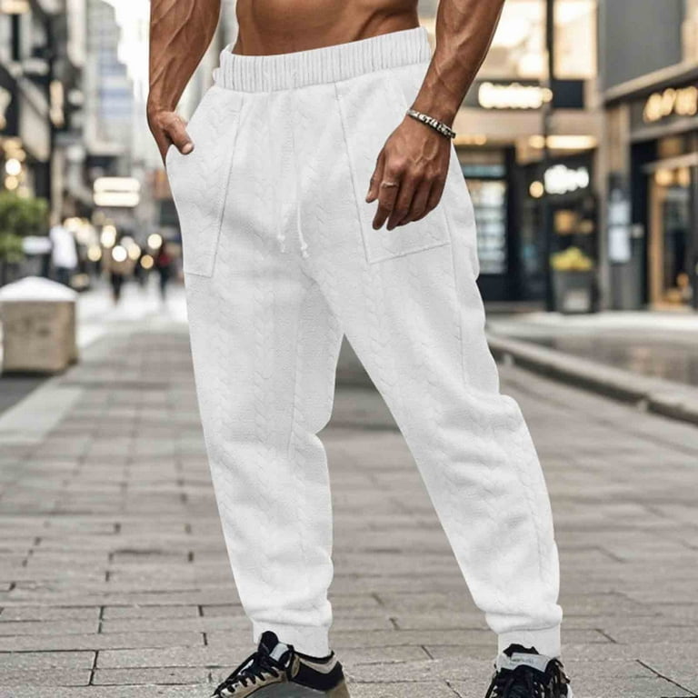 APEXFWDT Men's Jacquard Jogger Pants Elastic Waist Drawstring