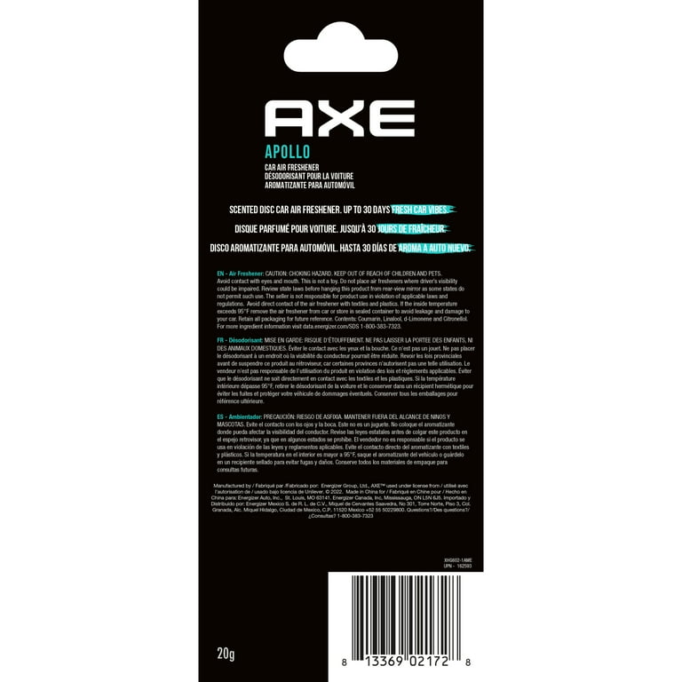 AXE Apollo Scent 3D Hanging Gel Car Air Freshener, 1 Pack