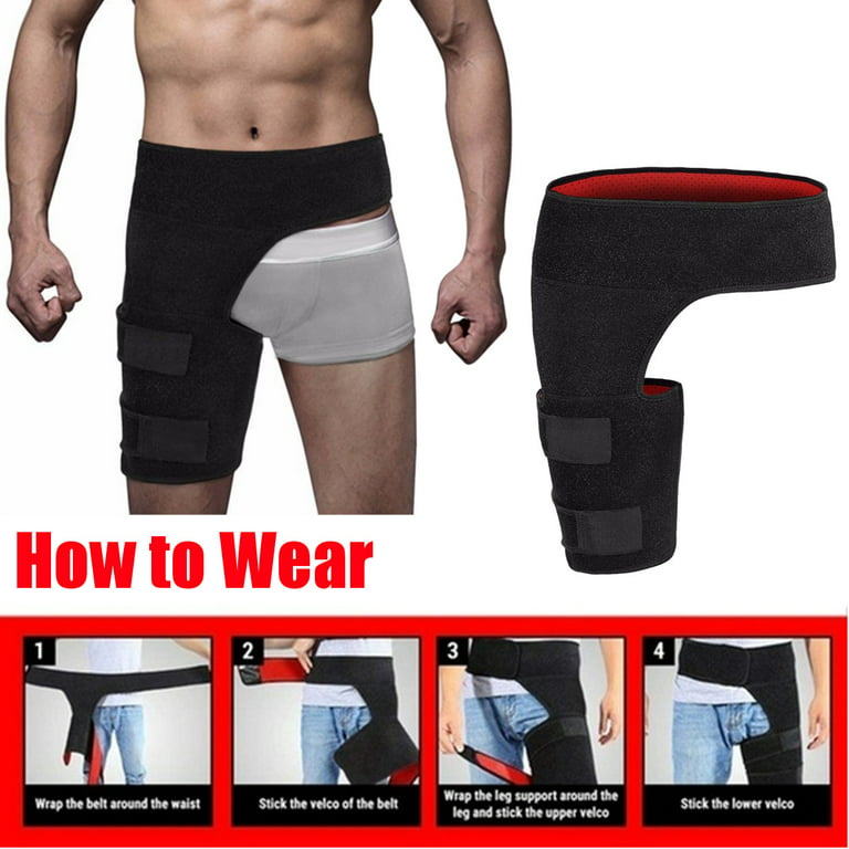 Aptoco Hip Brace Thigh Compression Sleeve Groin Support for Men Women Black  Hip Support for Sciatica Nerve Pain Relief Groin Wrap for Hips 32-44