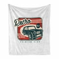 thumbnail image 1 of Auto Mechanic Soft Flannel Fleece Throw Blanket, Retro Service Premium Club Lettering with Old Car, Cozy Plush for Indoor and Outdoor Use, 60" x 80", Vermilion Champagne, by Ambesonne, 1 of 6