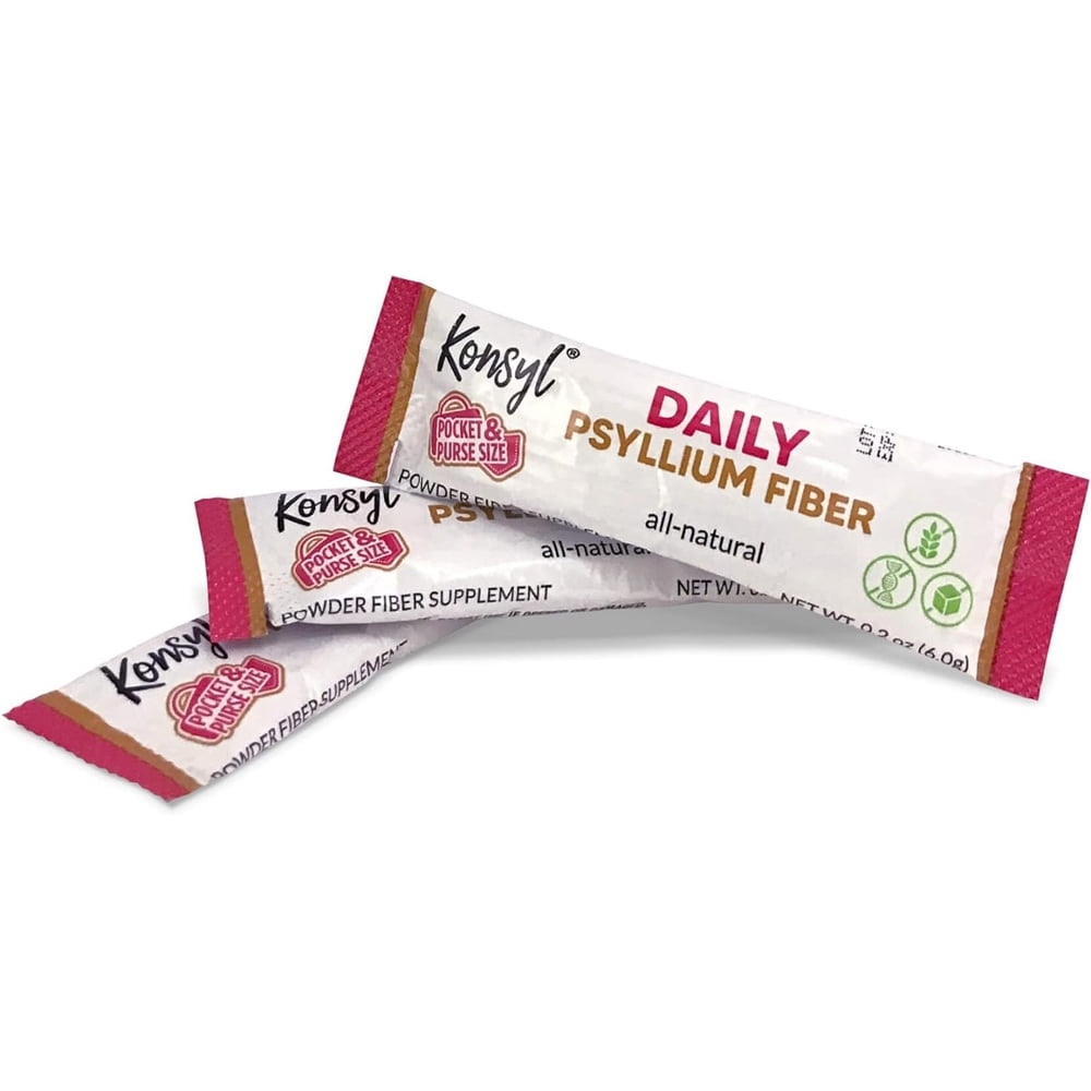 Konsyl Daily Psyllium Fiber Stick Packs - On-The-Go Fiber Supplement Powder- 30 Packets