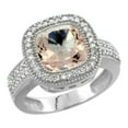 thumbnail image 1 of 10K White Gold Natural Morganite Ring Diamond Accent, Cushion-cut 9x9mm Diamond Accent, size 5, 1 of 2