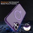 thumbnail image 3 of KOMI for iPhone 16 Case 6.1", with Magnetic Ring Stand [Compatible with MagSafe] [Military Grade Protection] Slim Shockproof Translucent Protective Phone Case Purple, 3 of 5