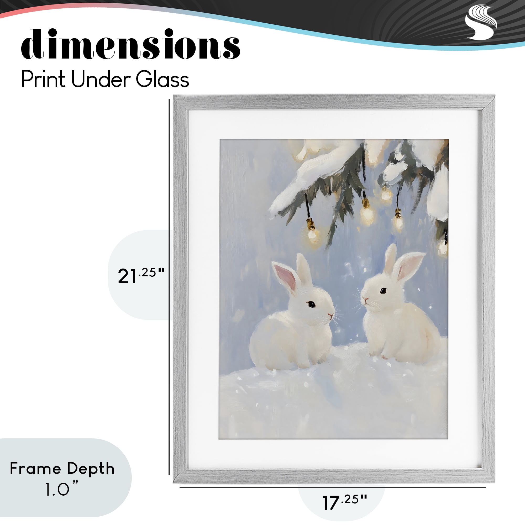 Stupell Industries Winter Bunnies Under Twinkling Lights Gray Framed Print Under Glass, design by The Prints Vibe