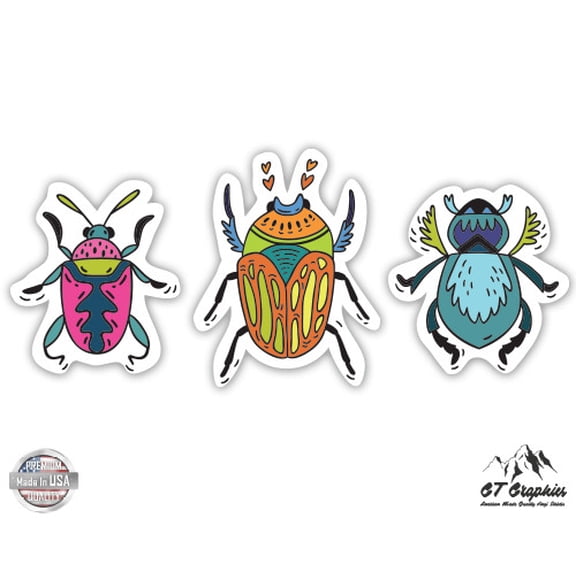 Cute Bugs Set of 3 -8" Each Vinyl Stickers Waterproof Decals