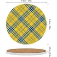 thumbnail image 3 of GZHJMY 2Pcs Round Tartan Plaid Blue Black Stripes on Yellow Ceramic Coasters with Cork-Backed for Coffee Drink, Cup Mat Absorbent Stone Coasters, 3 of 6