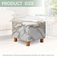 thumbnail image 6 of Jiueut White Golden Marble Print Footstool Slipcover, Stretch Square Stool Furniture Protector Footstool Cover with Elastic Bottom Foot Rest Covers, 6 of 7