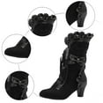 thumbnail image 6 of Victoria Boots for Women Halloween Christmas Party Mid Calf Booties Round Toe Lace up Vintage Punk Dress Pump Boots, 6 of 9