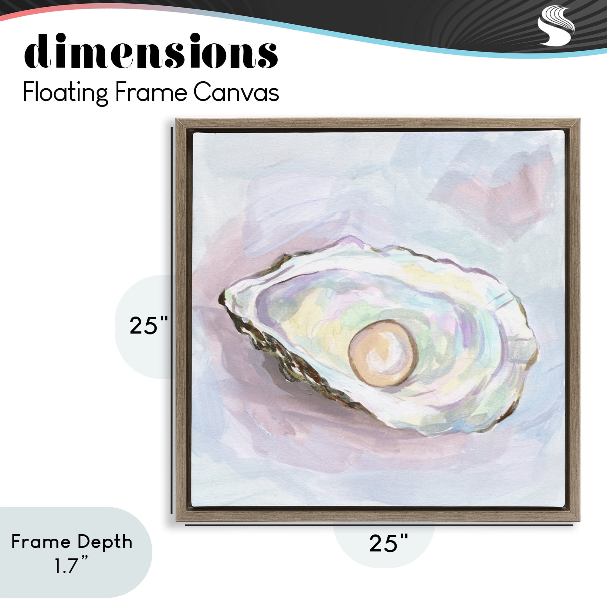 Stupell Industries Silent Opal Oyster Brown Framed Floater Canvas Wall Art, design by Melissa Wang